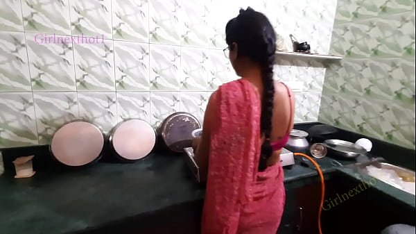 Indian Bhabi in Red Saree Fucked in Kitchen by Devar